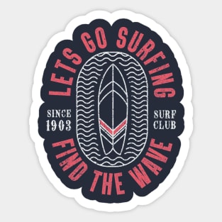 Let's Go Surfing retro typography Sticker